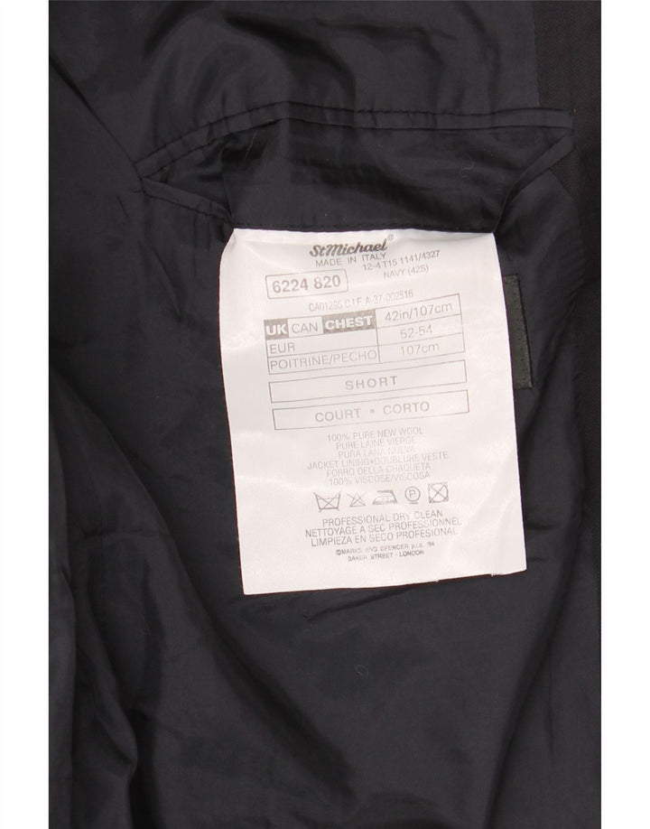 Marks & Spencer Veste blazer à 2 boutons pour homme UK 42 XL Bleu marine Laine vierge