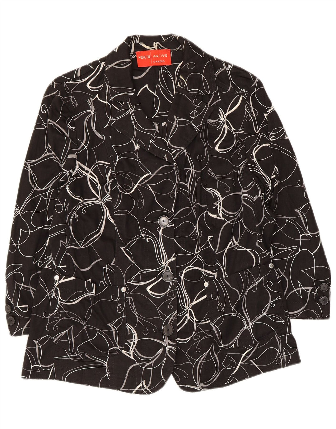 Perte by Krizia Veste blazer à 3 boutons pour femme UK 12 Medium Noir Floral
