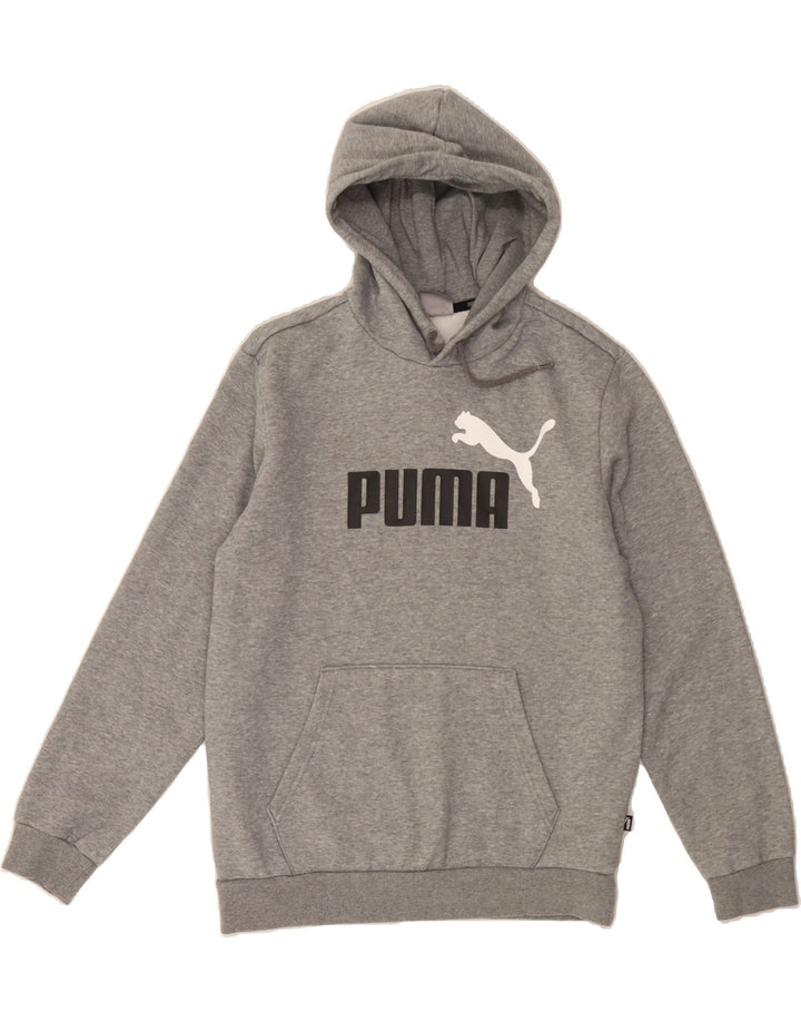 PUMA Mens Graphic Hoodie Jumper Medium Grey Cotton Vintage Puma and Second-Hand Puma from Messina Hembry 