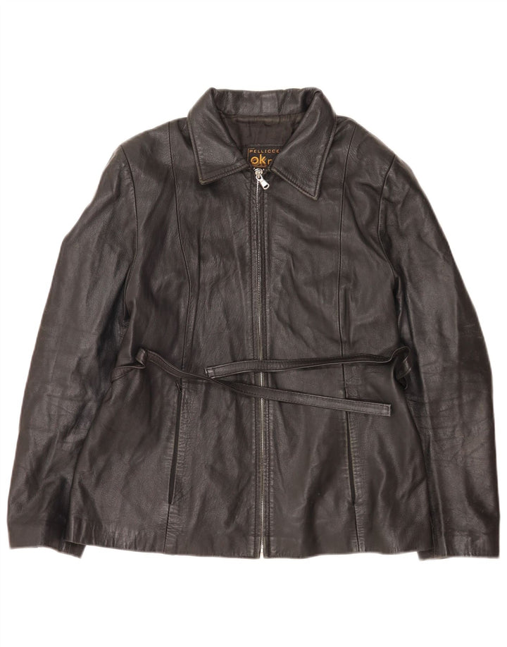 Pellicceria Veste en cuir pour femme UK 14 Medium Noir