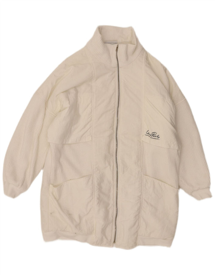 VINTAGE Manteau coupe-vent surdimensionné femme EU 38 Polyamide blanc moyen