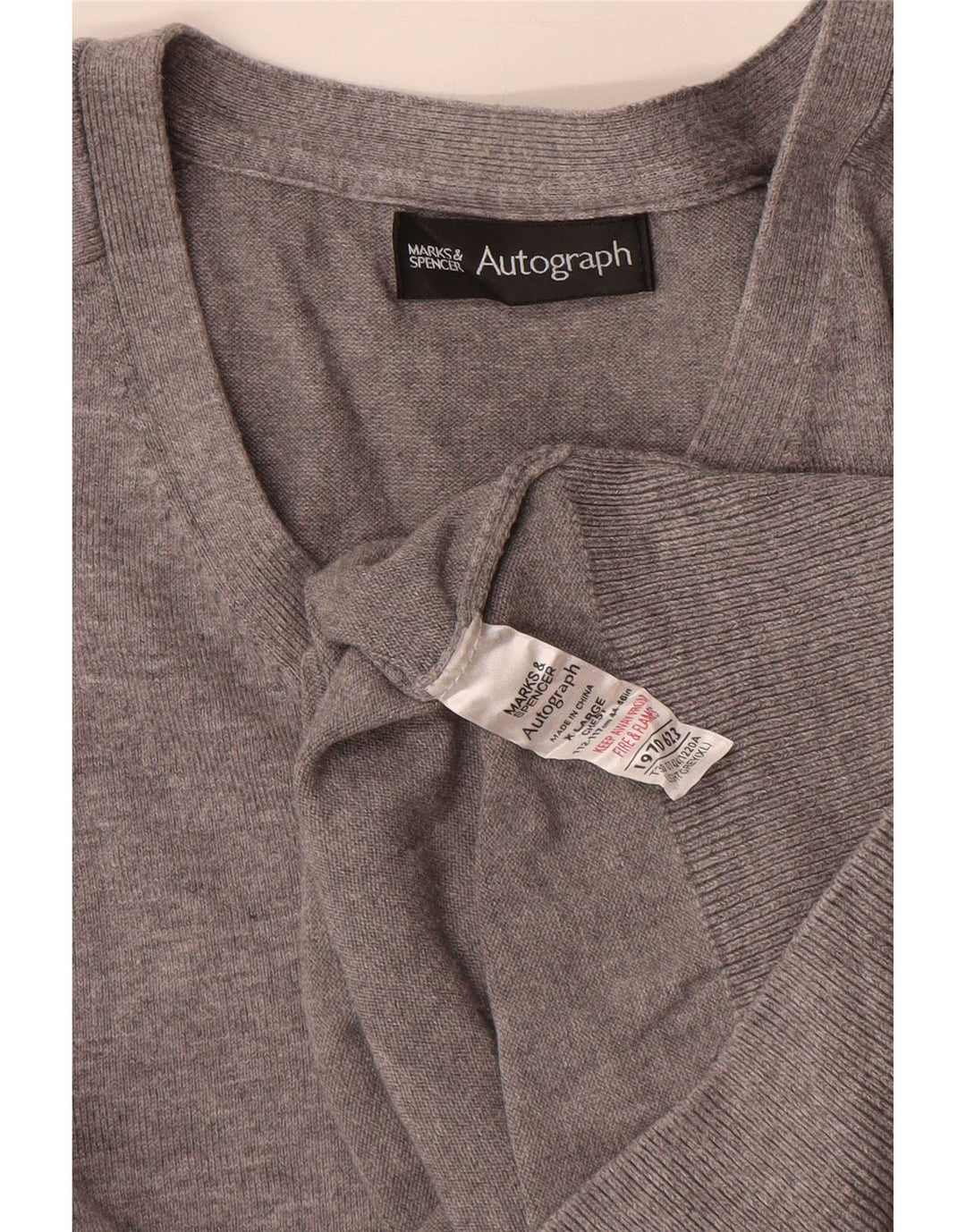 Marks & Spencer Pull autographe à col en V pour homme XL Gris Coton