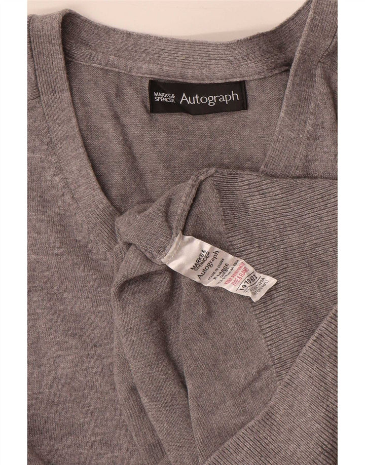 Marks & Spencer Pull autographe à col en V pour homme XL Gris Coton