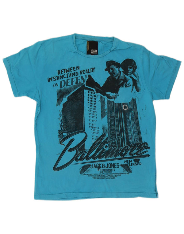 Jack & Jones Baltimore Graphic T-Shirt Top Large Bleu Coton Homme