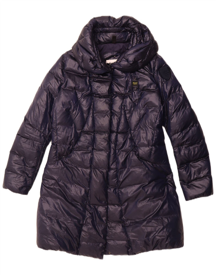 Blauer Manteau matelassé à capuche pour femme UK 18 XL Bleu marine Polyester