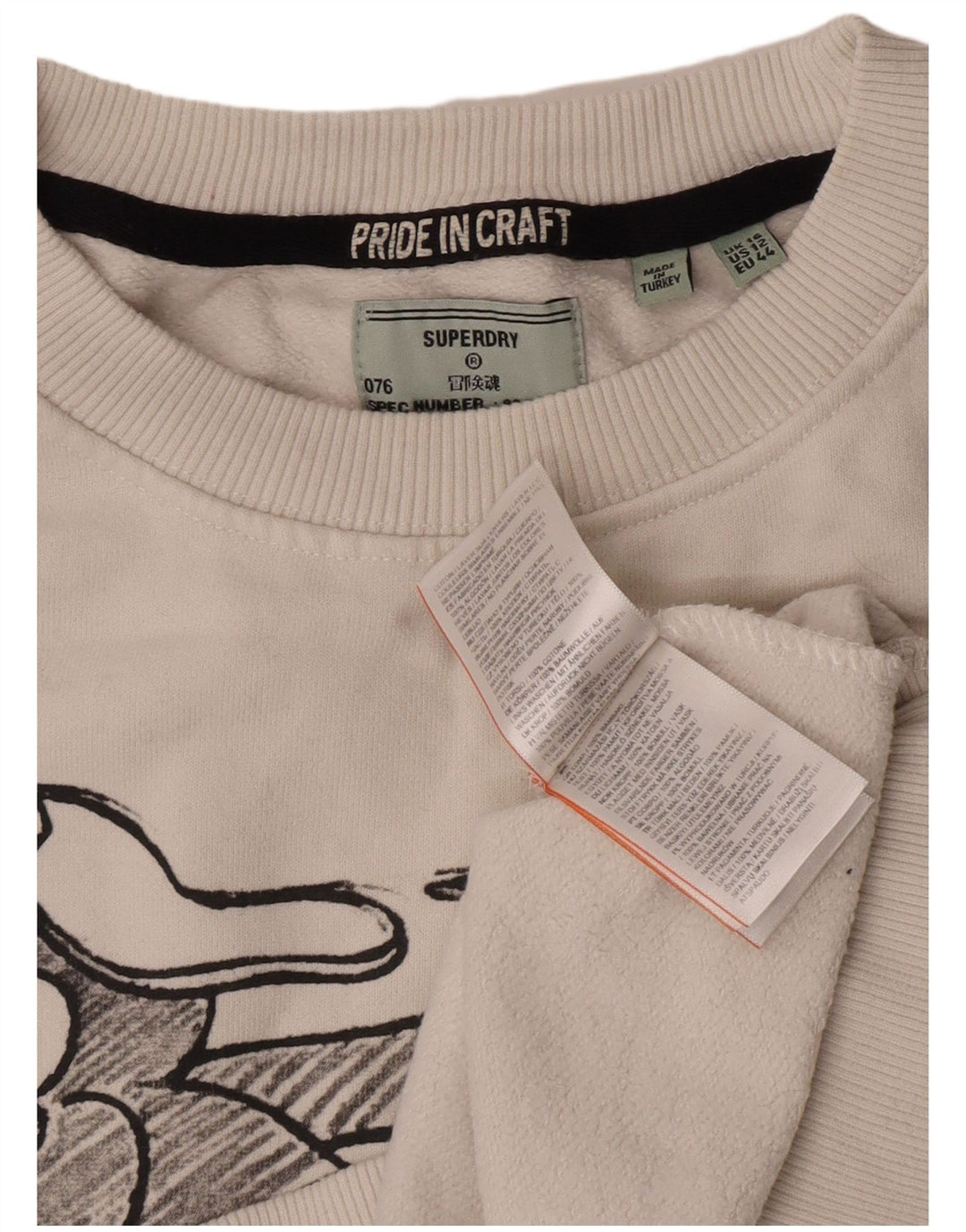 Superdry Sweat-shirt surdimensionné graphique pour femme UK 16 Large Blanc