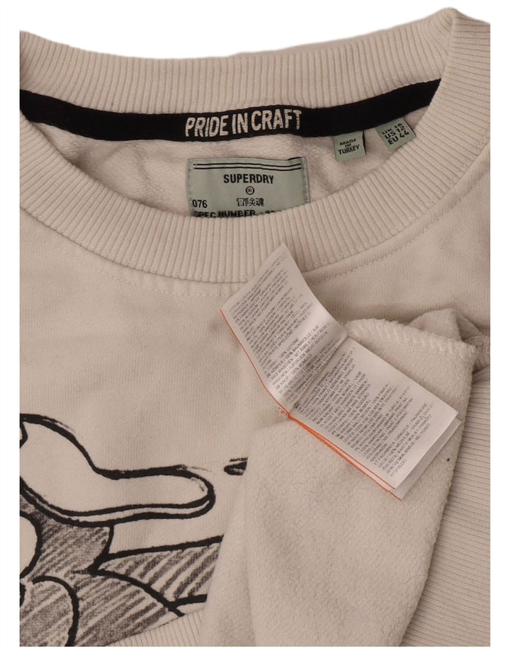 Superdry Sweat-shirt surdimensionné graphique pour femme UK 16 Large Blanc