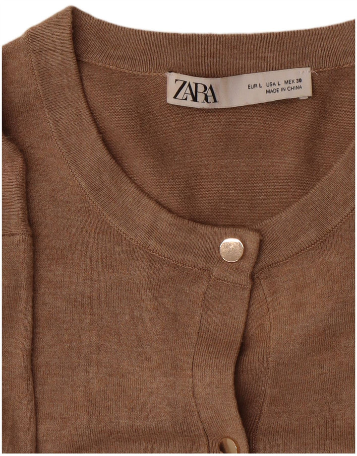 Zara Cardigan Femme Pull UK 14 Large Marron