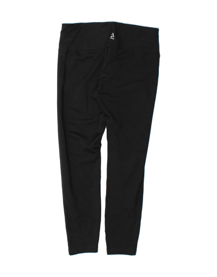 REEBOK Womens Leggings UK 14 Large  Black Polyester Vintage Reebok and Second-Hand Reebok from Messina Hembry 
