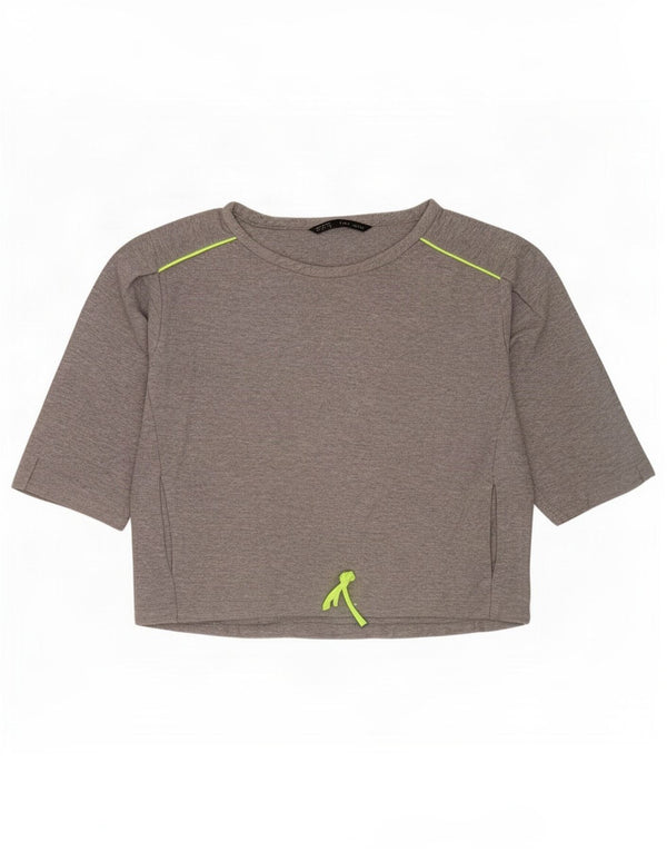 Zara Sweat-shirt à manches 3/4 pour femme Gris moyen UK 14