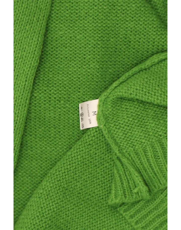 vintage Womens Longline Open Cardigan Sweater UK 14 Polyester vert moyen