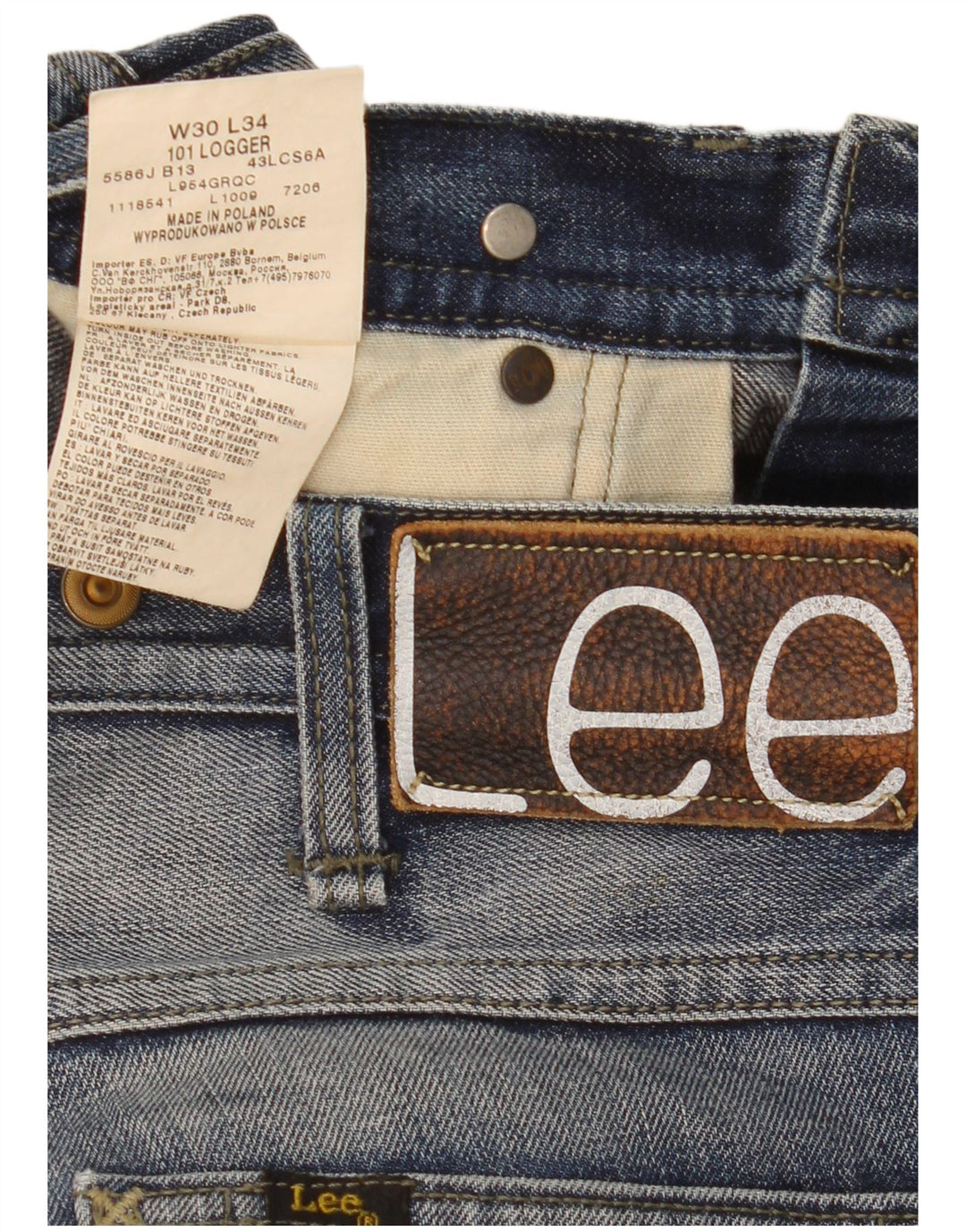 Lee Jean Droit 101 Logger Homme W30 L34 Bleu Coton