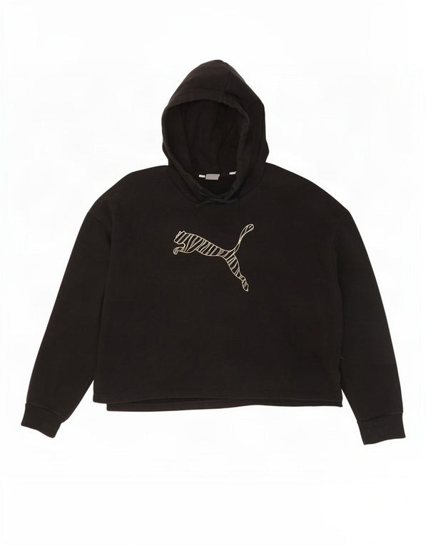Puma Pull à capuche graphique surdimensionné pour homme UK 14 Noir Moyen Coton