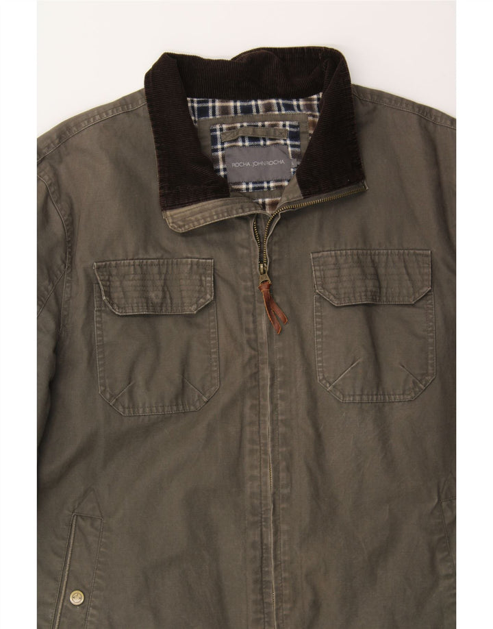 JOHN ROCHA Veste Bomber Homme UK 40 Grand Coton Gris