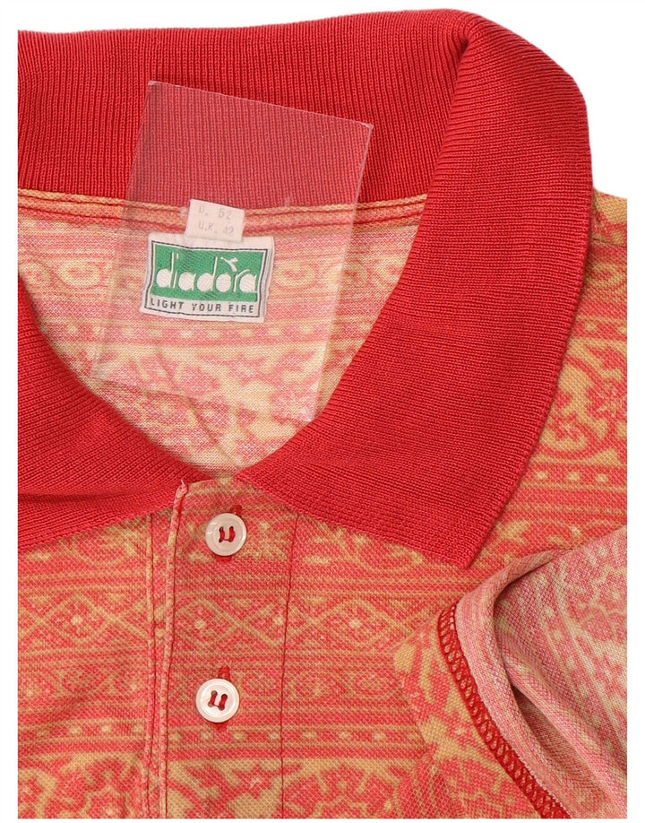 DIADORA Polo Homme UK 42 Large Rouge Paisley