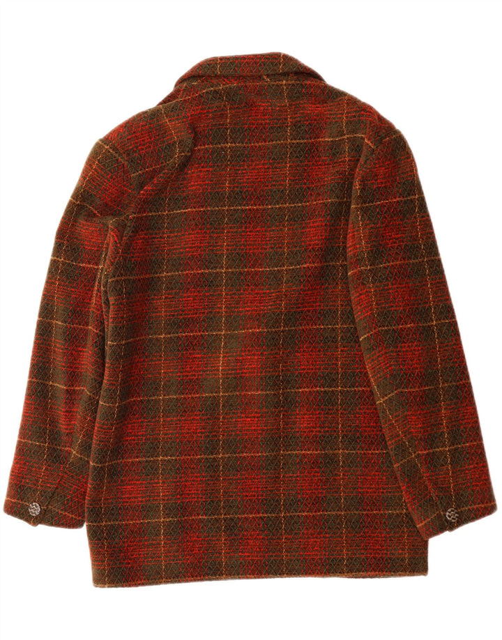 VINTAGE Femme 2 Bouton Blazer Veste US 10 Grand Chèque Rouge Acrylique