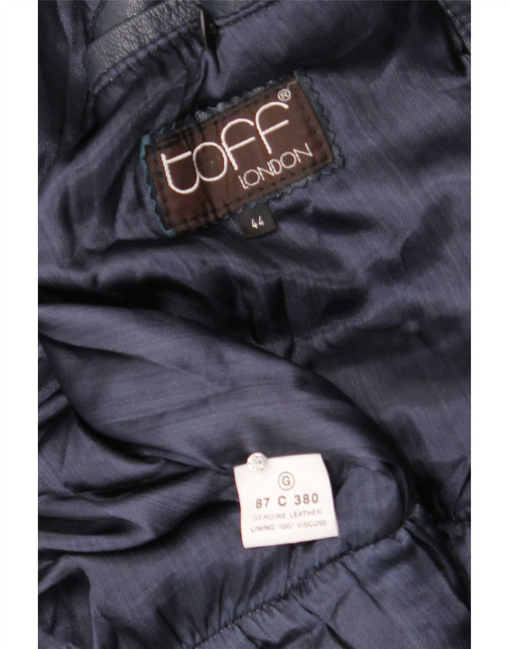 veste en cuir homme vintage UK 44 2XL Bleu Marine