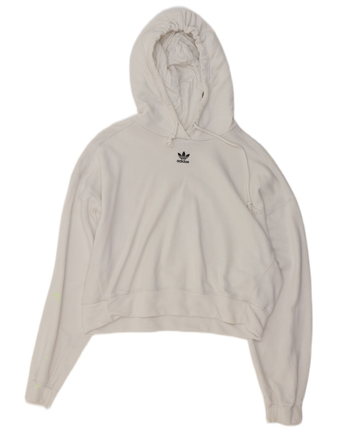 ADIDAS Pull à capuche court surdimensionné pour femme UK 10 Petit coton blanc