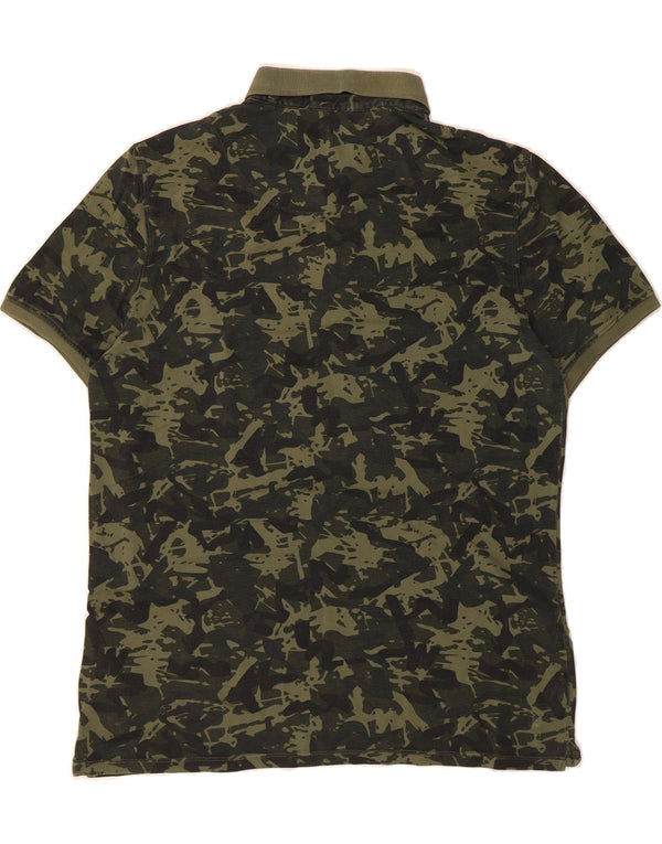 GUESS Polo Homme XL Kaki Camouflage Coton