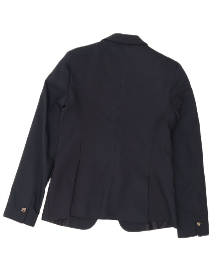 Zara Veste Blazer 1 Bouton Femme UK 12 Bleu Marine Moyen Coton