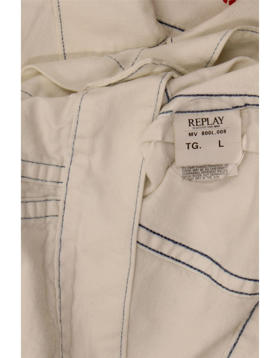 REPLAY Veste en Jean Homme UK 40 Large Blanc Coton