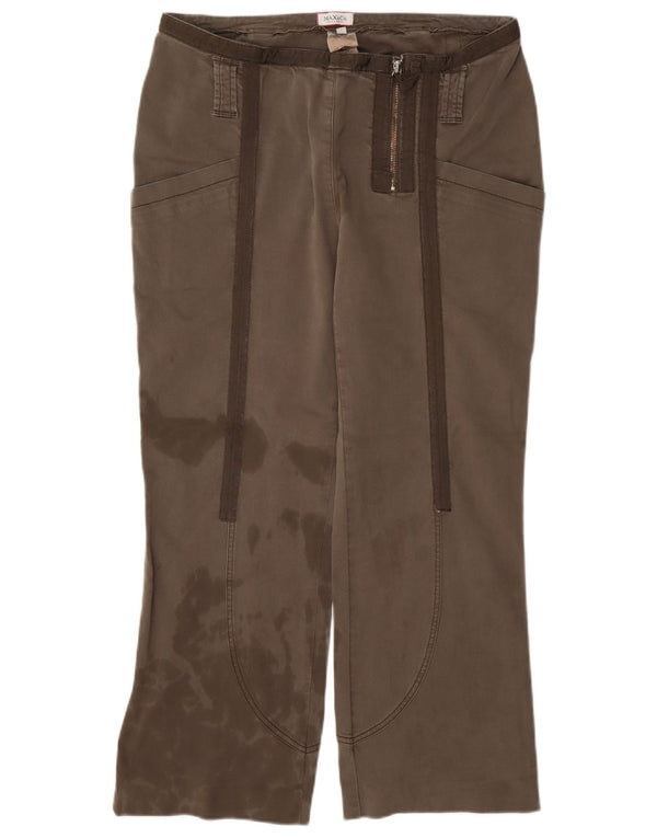 Max & Co. Womens Cropped Trousers UK 16 Large W34 L24 Brown