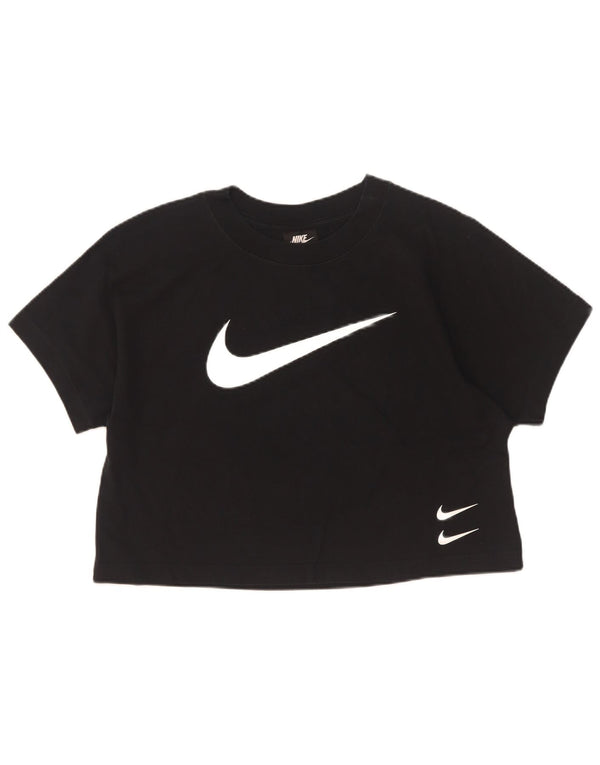 Nike Womens Crop Graphic T-Shirt Top UK 16 Grand Noir Coton
