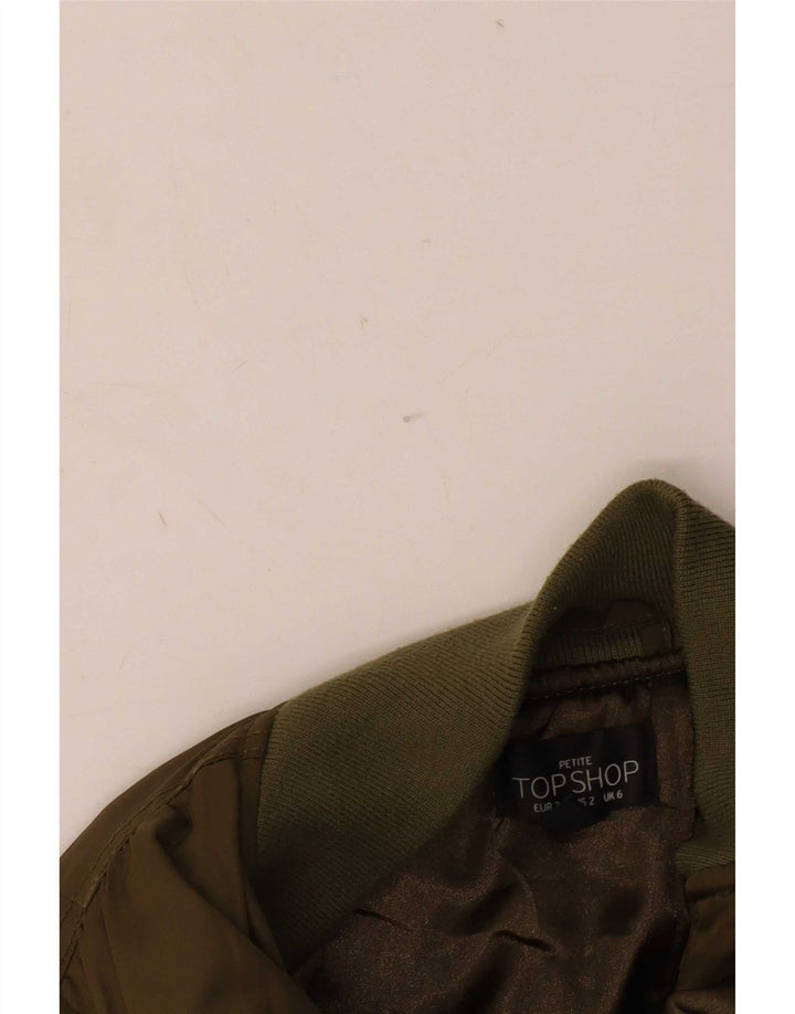 Topshop Veste Bomber Femme UK 6 XS Kaki Polyester