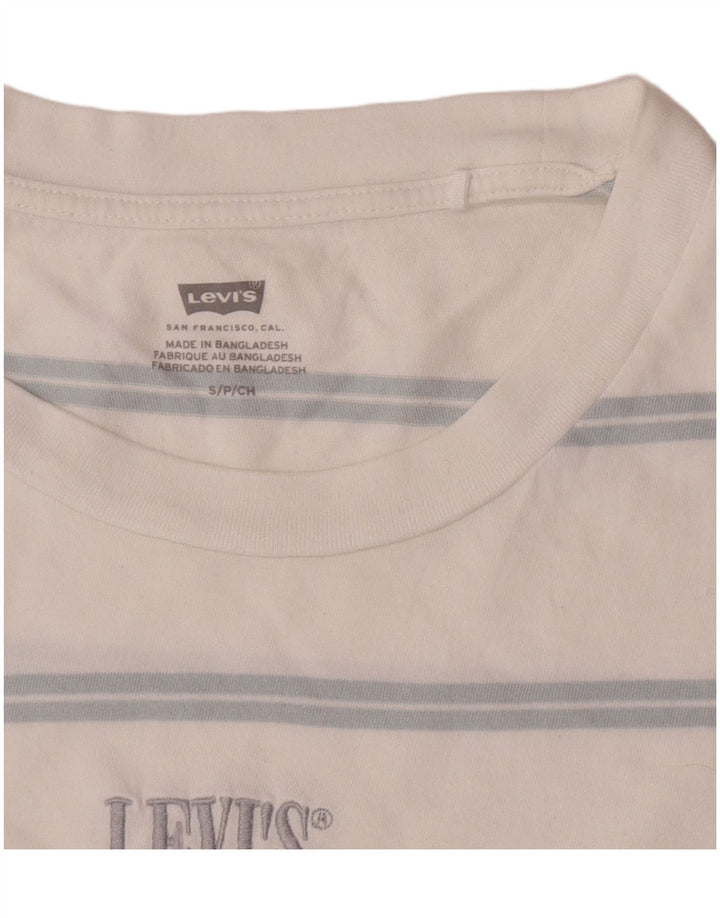 Levi's T-Shirt Femme UK 10 Petit Blanc Rayé