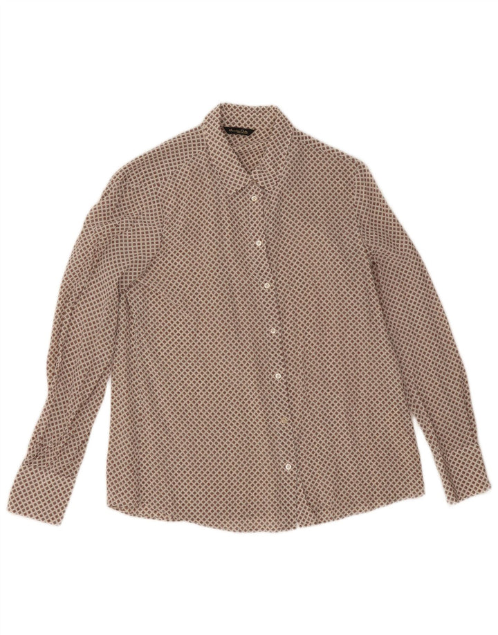 Massimo Dutti Chemisier Femme EU 38 Petite Soie Géométrique Beige
