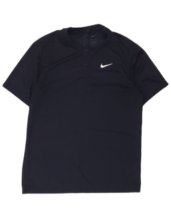 Nike Hommes Dri Fit T-Shirt Haut Bleu Marine Moyen Polyester