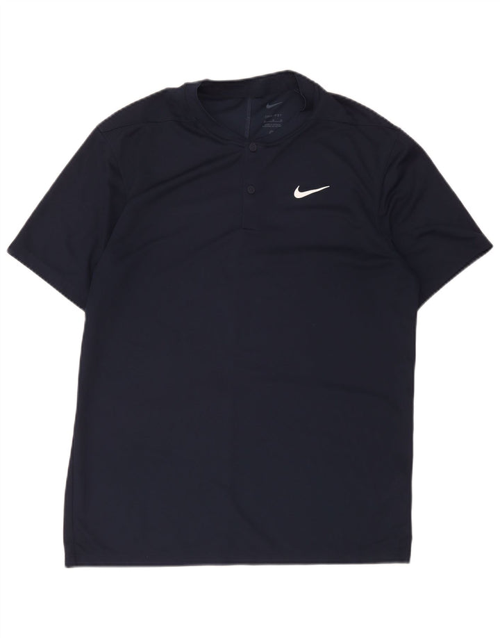 Nike Hommes Dri Fit T-Shirt Haut Bleu Marine Moyen Polyester