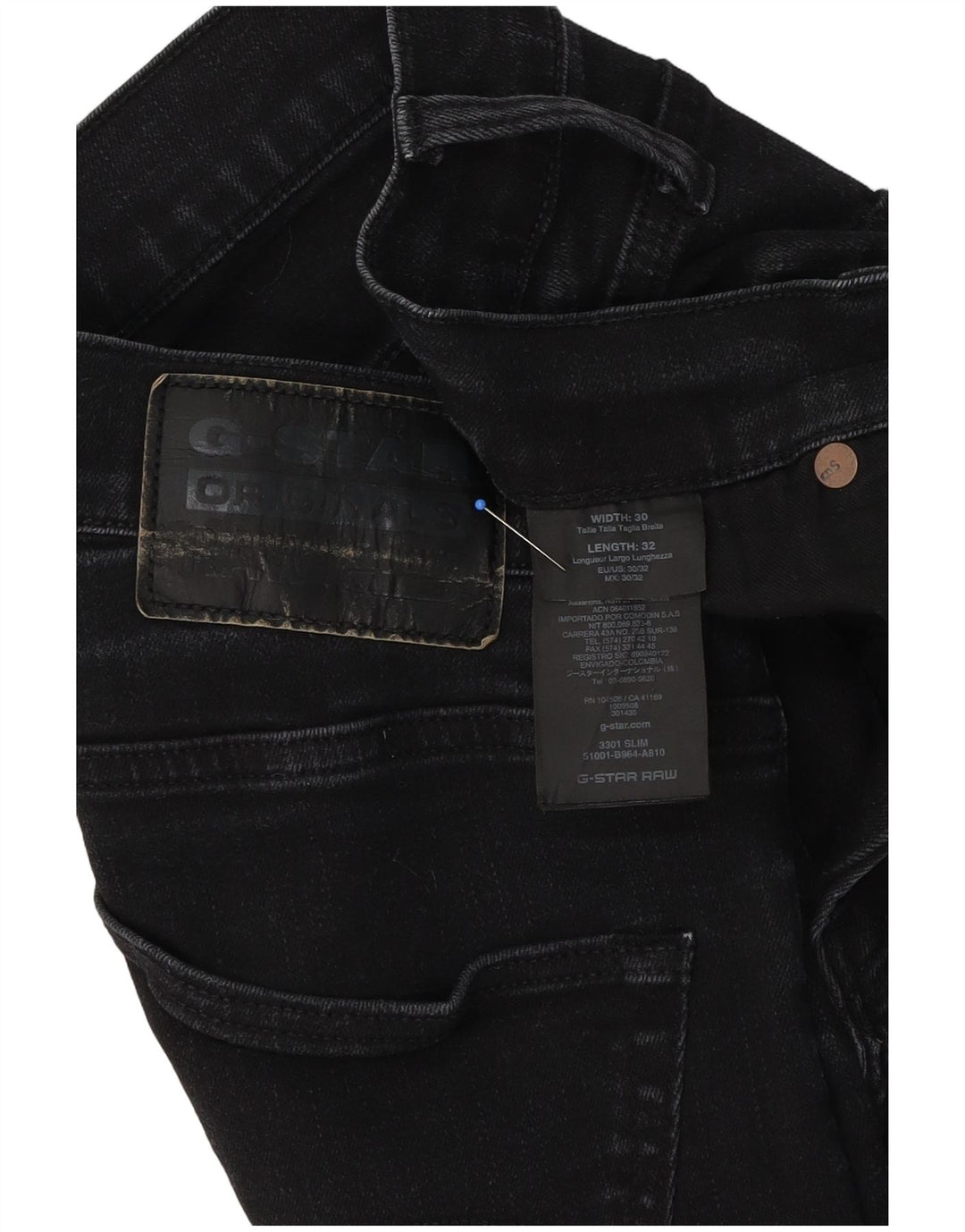 G-Star Jean Slim 3301 Homme W30 L32 Noir