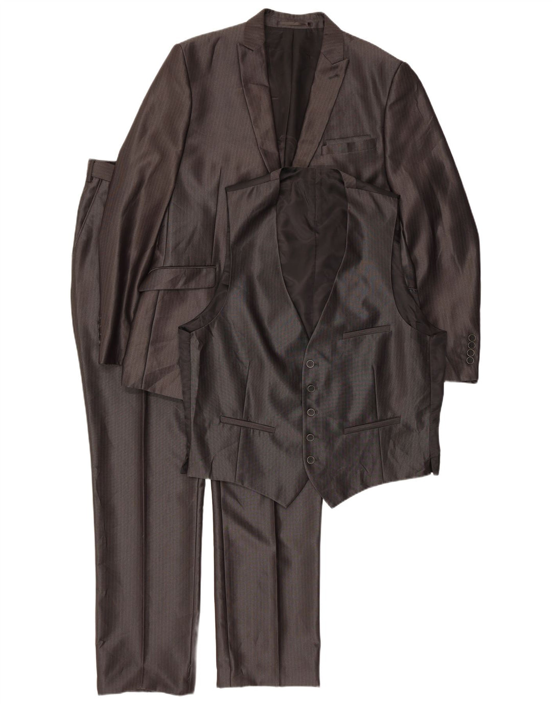 Angelo Litrico Costume 3 pièces pour homme EU 54 2XL W38 L30 Gris à fines rayures classique