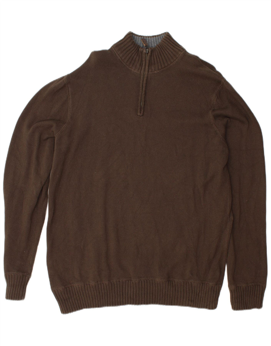 EDDIE BAUER Pull à col zippé pour homme Large en coton marron