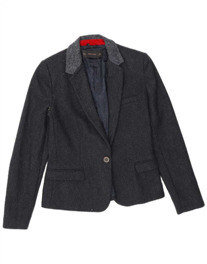 Zara Veste Blazer 1 Bouton Femme UK 12 Bleu Marine Moyen