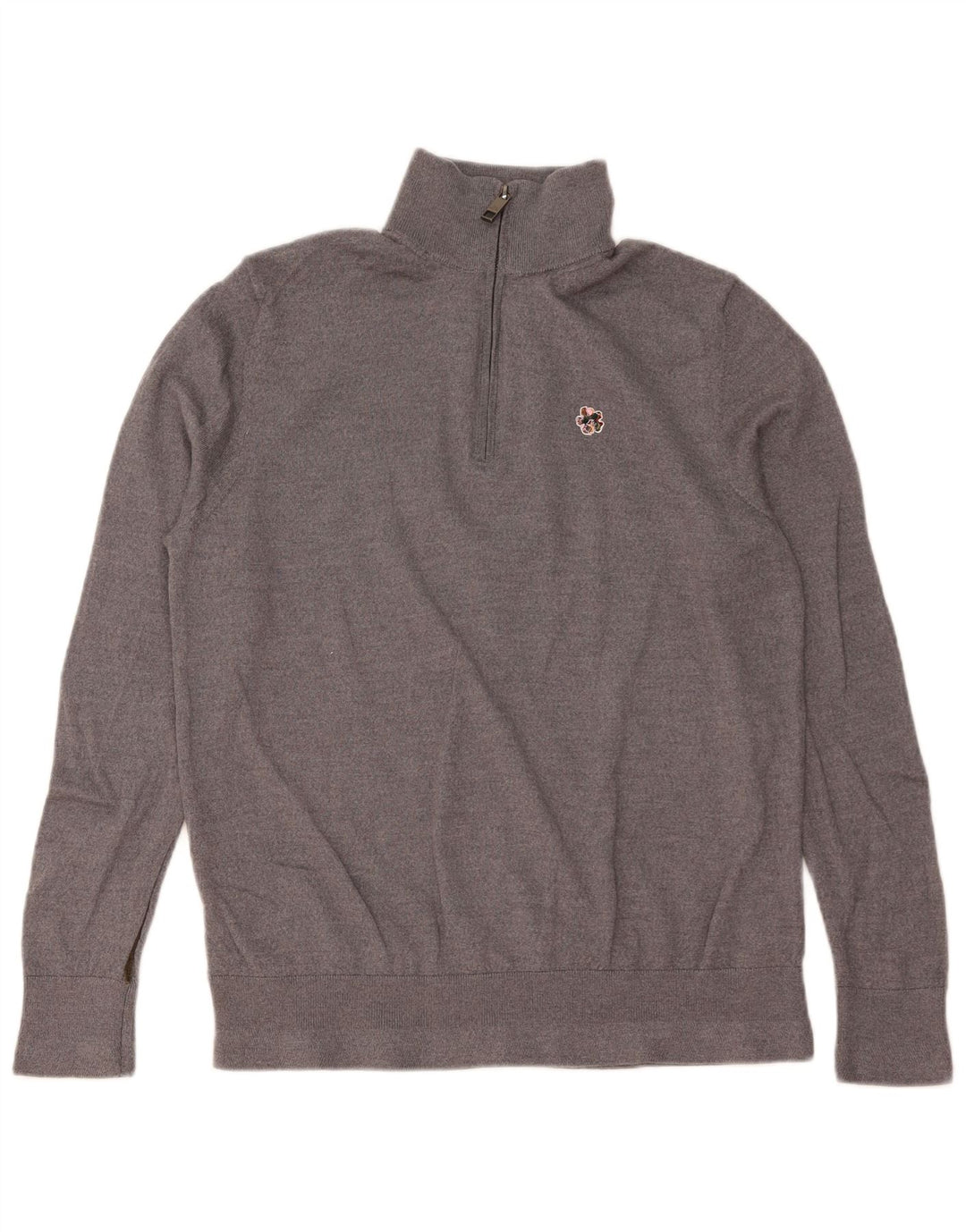 TED BAKER Pull à col zippé pour homme Taille 6 2XL Laine grise