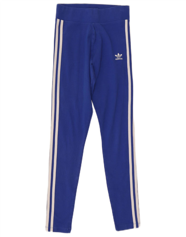 Adidas Leggings Femme UK 8 Petit Bleu Coton