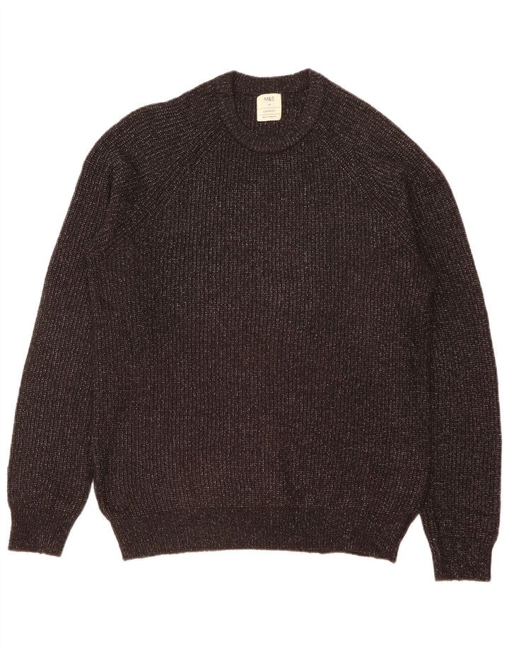 Marks & Spencer Pull à col rond pour homme Noir moyen moucheté