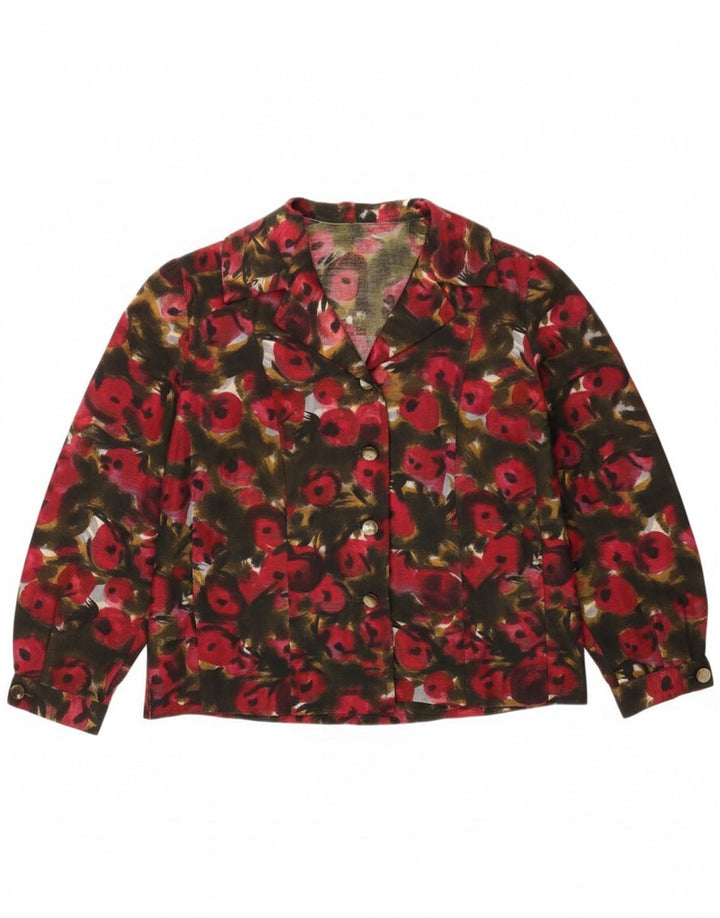 vintage Femme Chemise Blouse UK 16 Grand Floral Multicolore