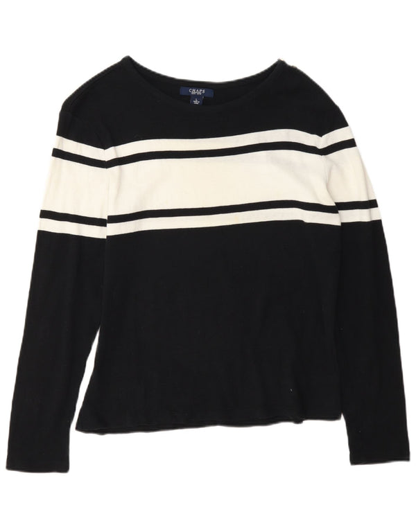 Chaps Haut Femme Manches Longues UK 44 Large Bleu Marine Colorblock Coton