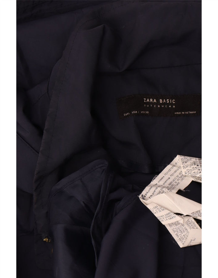 Zara Womens Bomber Jacket UK 16 Large Bleu Marine Polyester