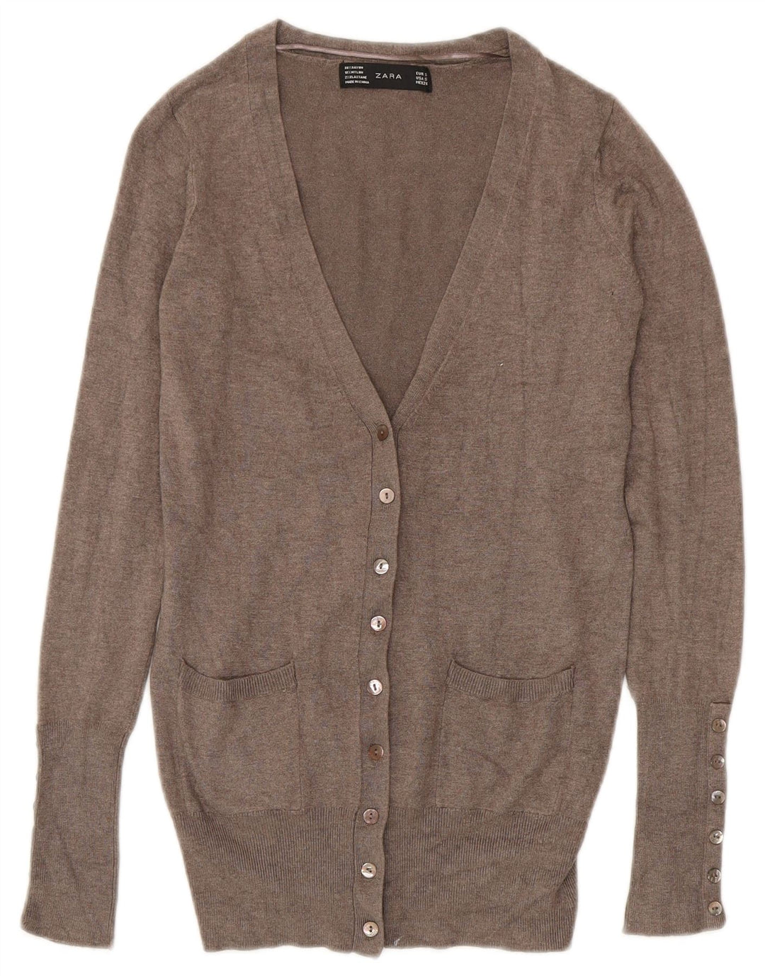 ZARA Womens Cardigan Sweater UK 10 Petite Rayonne Grise