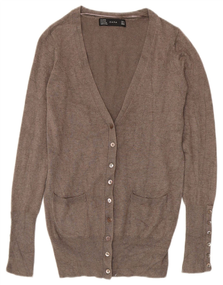 ZARA Womens Cardigan Sweater UK 10 Petite Rayonne Grise