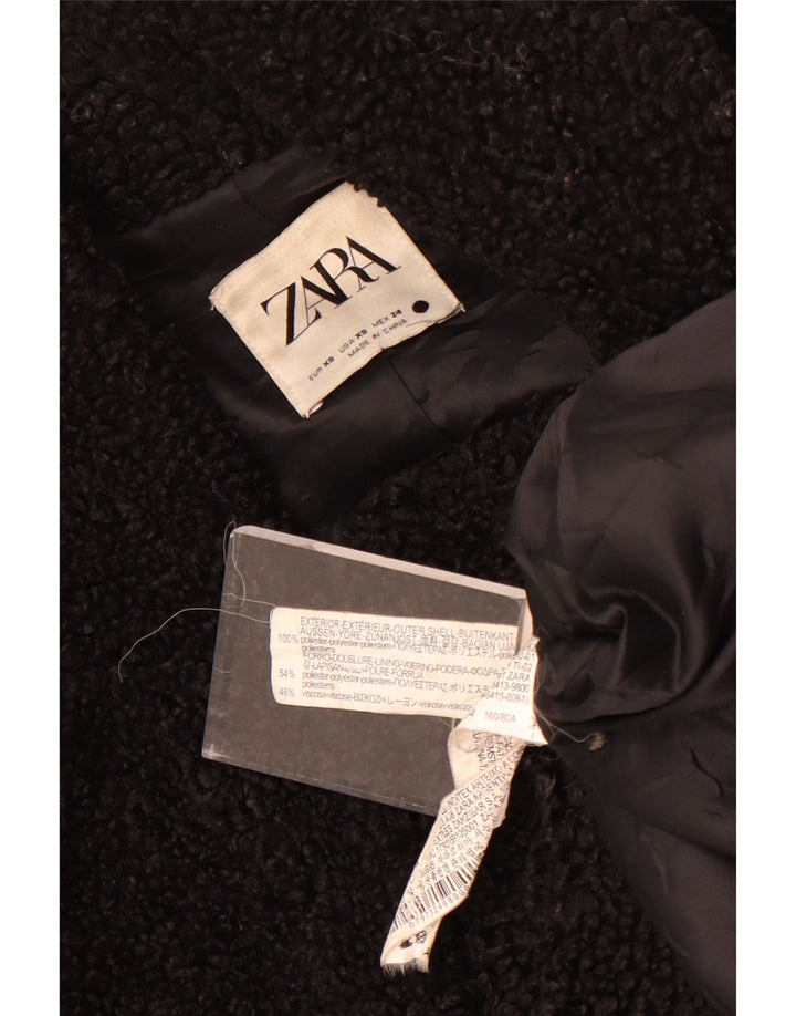 Zara Manteau surdimensionné en polaire pour femme UK 6 XS Noir Polyester