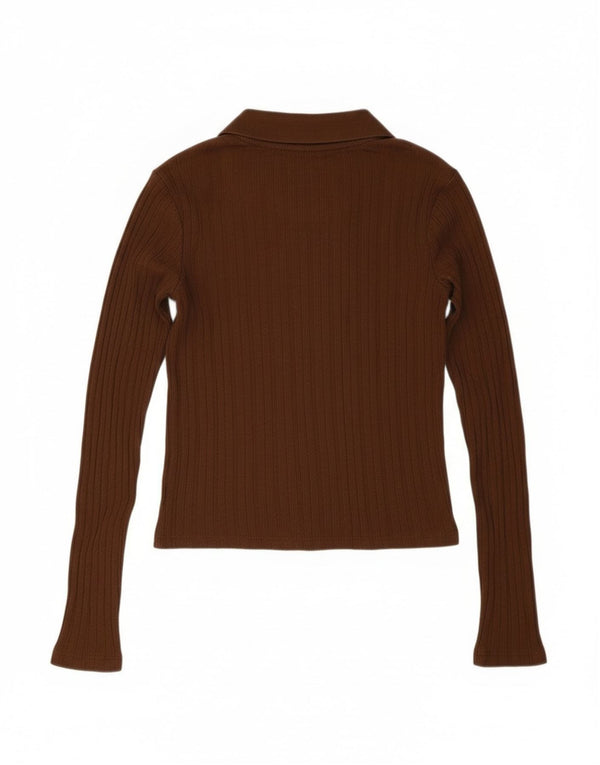 Zara Womens Crop Cardigan Pull UK 10 Petit Marron