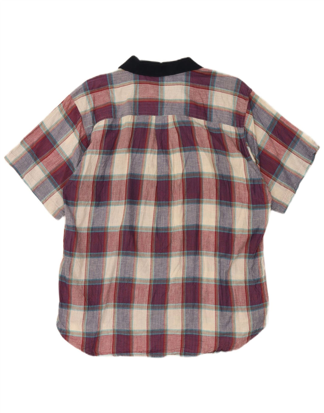vintage Chemise à manches courtes pour hommes Grand coton à carreaux multicolores
