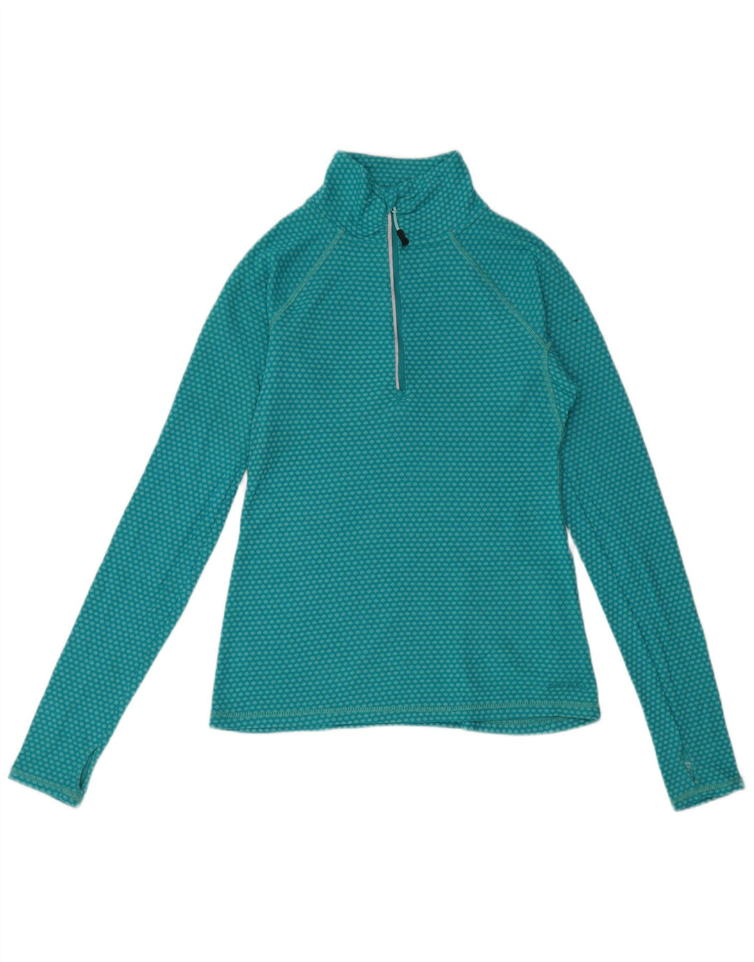 Eddie Bauer Haut à col zippé et manches longues pour femme UK 10 Petit Turquoise à pois