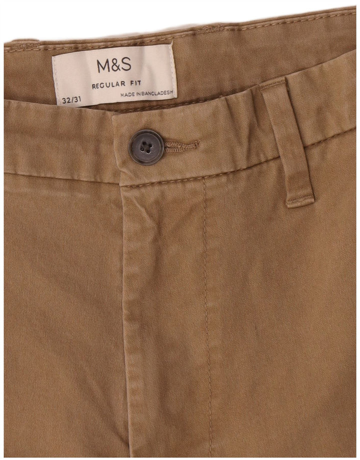 Marks & Spencer Pantalon chino droit coupe droite pour homme W32 L31 Marron