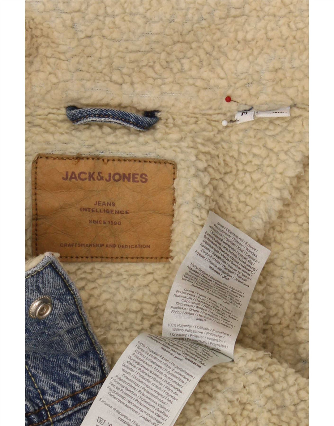 Jack & Jones Veste Sherpa en jean pour homme UK 38 Bleu moyen Coton